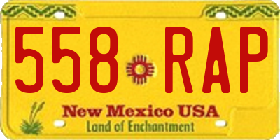 NM license plate 558RAP