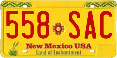 NM license plate 558SAC