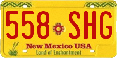 NM license plate 558SHG