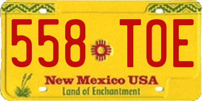 NM license plate 558TOE