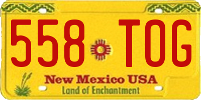 NM license plate 558TOG