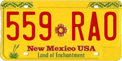 NM license plate 559RAO