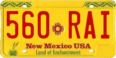 NM license plate 560RAI