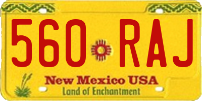 NM license plate 560RAJ