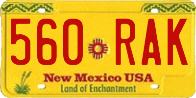 NM license plate 560RAK