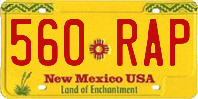NM license plate 560RAP