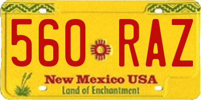 NM license plate 560RAZ