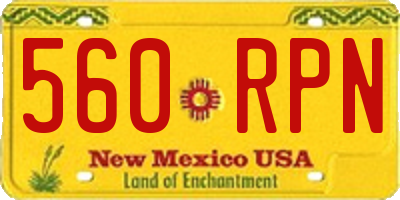 NM license plate 560RPN