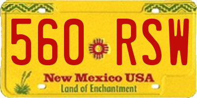 NM license plate 560RSW
