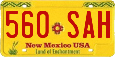 NM license plate 560SAH