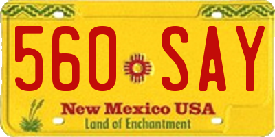 NM license plate 560SAY