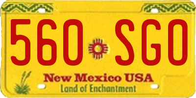 NM license plate 560SGO
