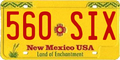 NM license plate 560SIX