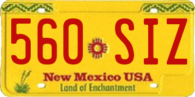 NM license plate 560SIZ