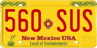 NM license plate 560SUS