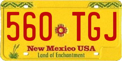 NM license plate 560TGJ
