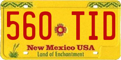 NM license plate 560TID