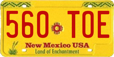 NM license plate 560TOE