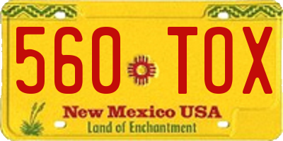 NM license plate 560TOX