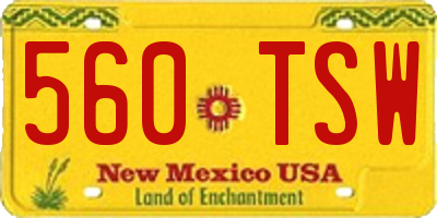NM license plate 560TSW