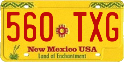 NM license plate 560TXG