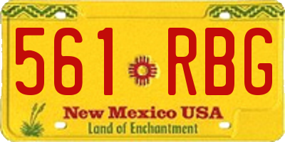NM license plate 561RBG