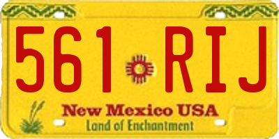 NM license plate 561RIJ