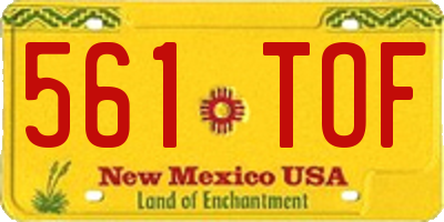 NM license plate 561TOF