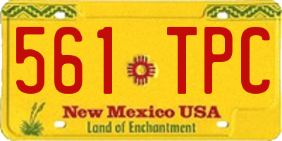 NM license plate 561TPC