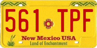 NM license plate 561TPF