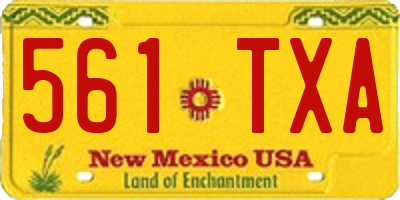 NM license plate 561TXA