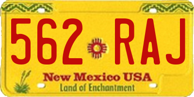 NM license plate 562RAJ
