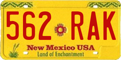 NM license plate 562RAK