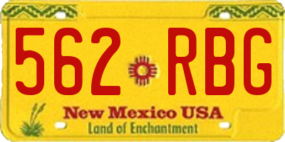 NM license plate 562RBG