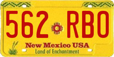 NM license plate 562RBO