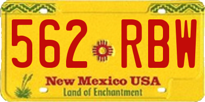 NM license plate 562RBW