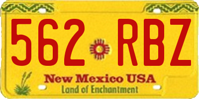 NM license plate 562RBZ