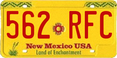 NM license plate 562RFC