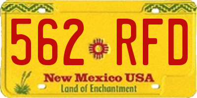 NM license plate 562RFD