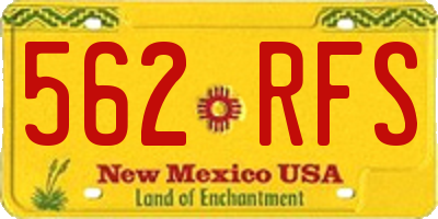NM license plate 562RFS