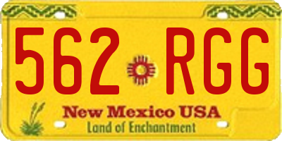 NM license plate 562RGG