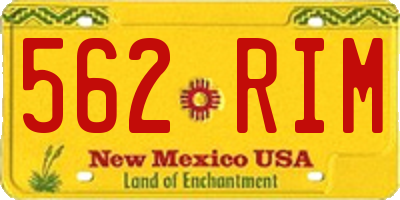 NM license plate 562RIM