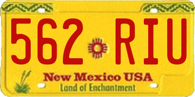 NM license plate 562RIU