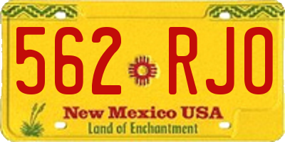 NM license plate 562RJO