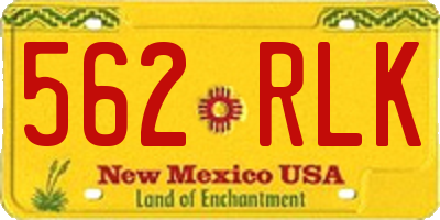 NM license plate 562RLK