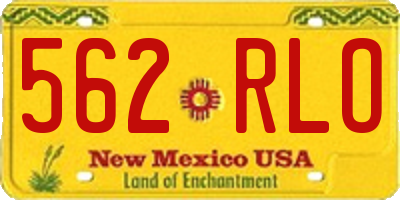 NM license plate 562RLO