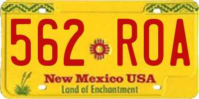 NM license plate 562ROA