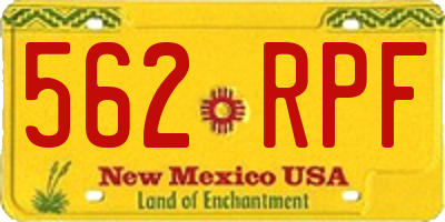NM license plate 562RPF