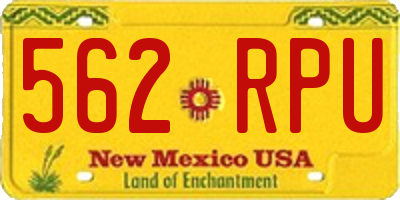 NM license plate 562RPU
