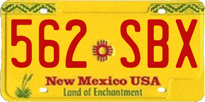 NM license plate 562SBX